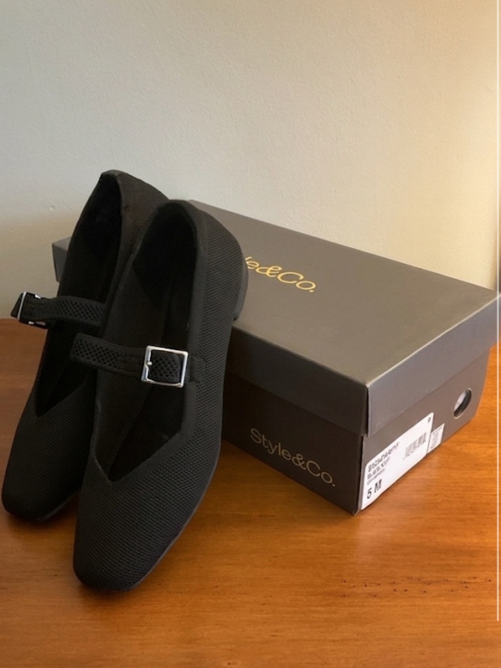 Style & Co. Black Mary Jane Flats with Silver Buckle